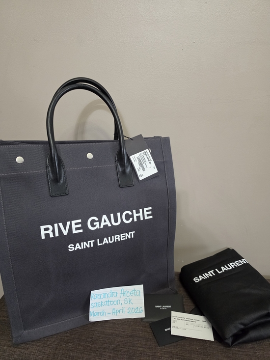 Saint Laurent Handbags - Saint Laurent Rive Gauche Canvas Tote Bag in Dark Gray